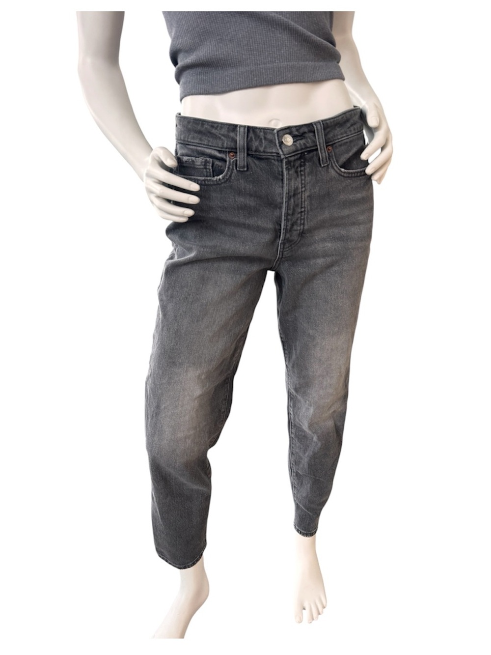 Old Navy - High Rise OG Straight Grey Washed Button Fly Cropped Jean - Size 8